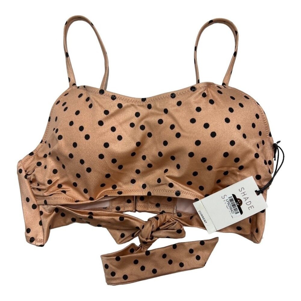 Shade & Shore Bikini Top Womens 34B Polka Dot Tie Back‎ Beach Retro Pinup